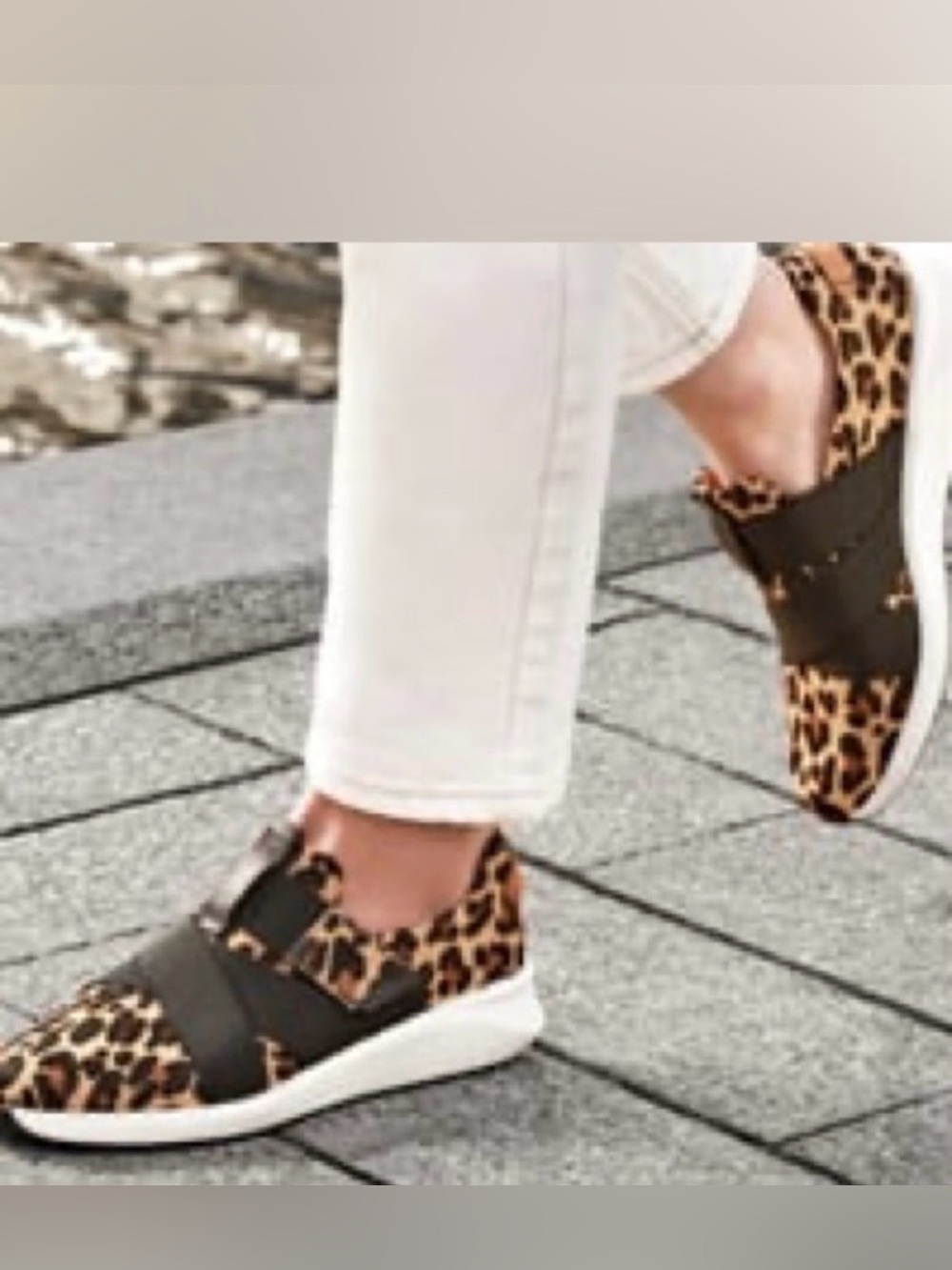 Clarks Kayleigh Charm sneakers featuring a leopard cheetah print